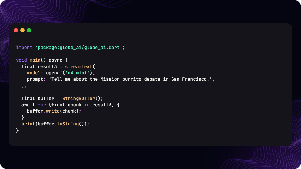 Stream Text Function Call